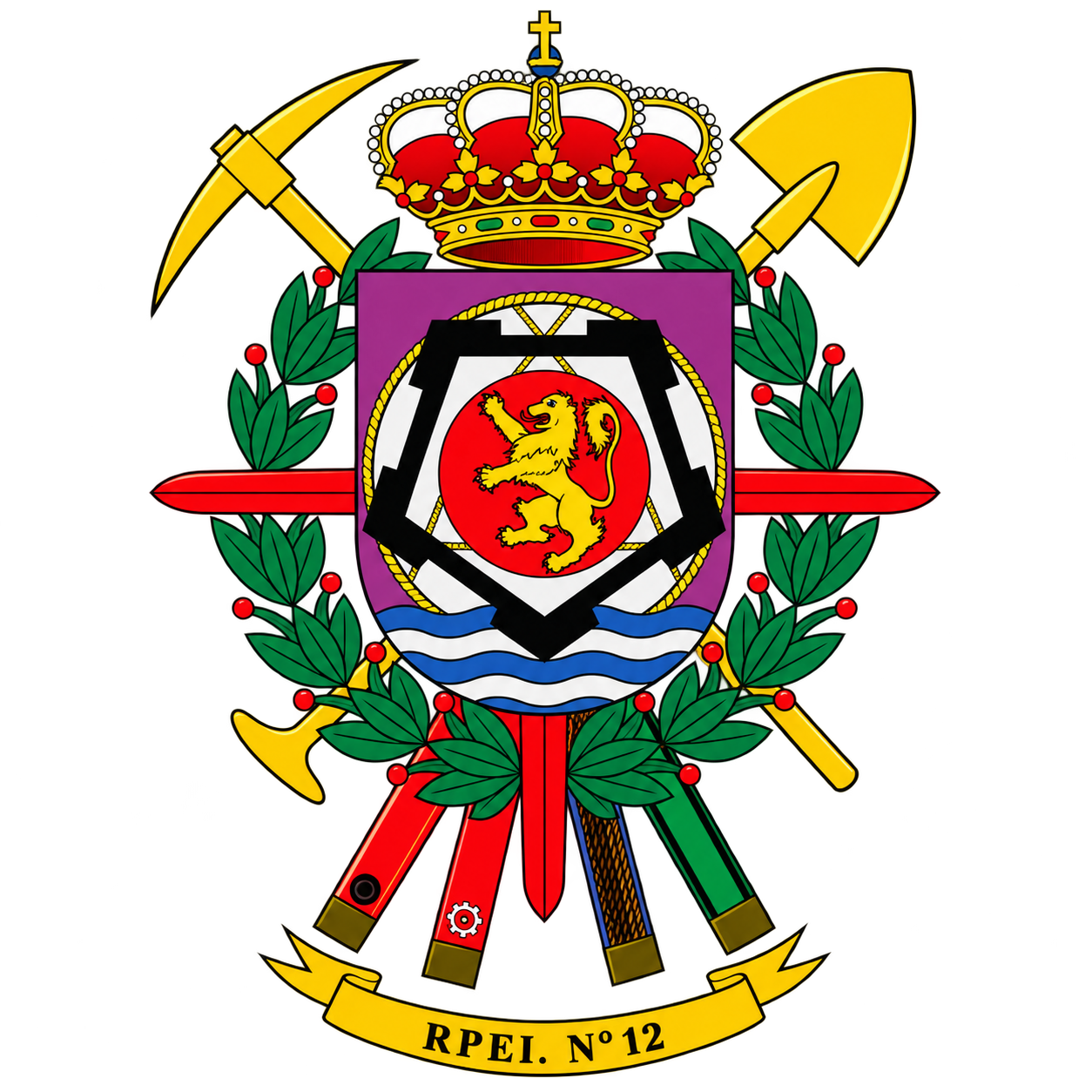 Escudo del Regimiento de Pontoneros y Especialidades de Ingenieros nº 12.