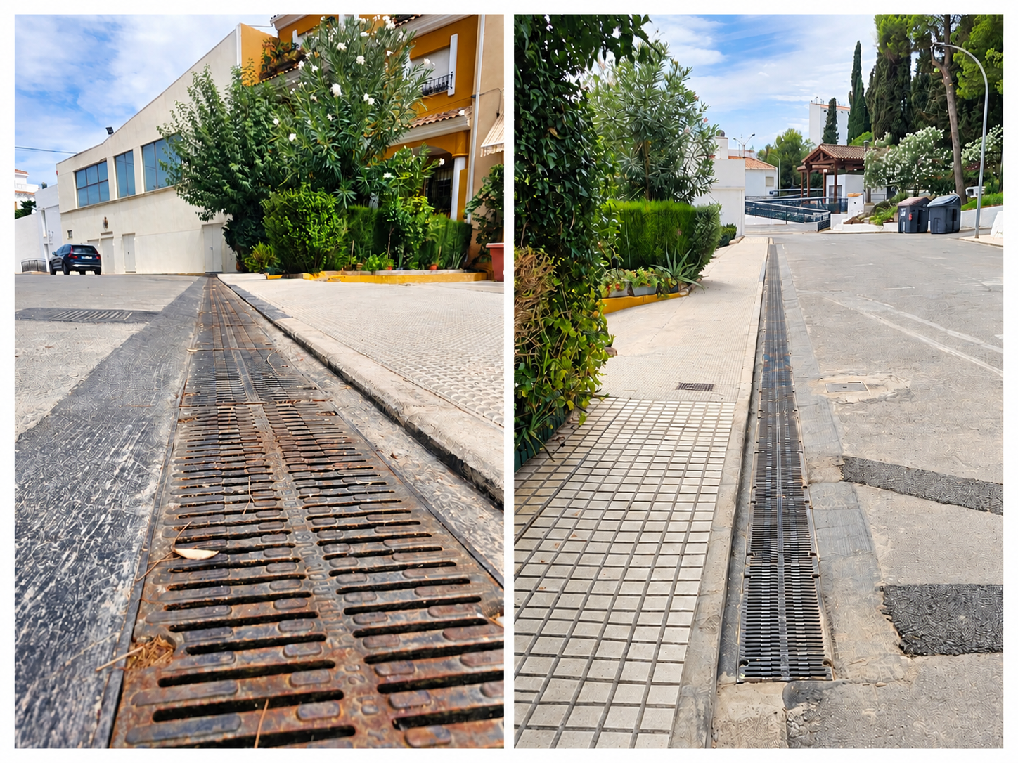 Imágenes de nuevos imbornales en distintas zonas del casco urbano.