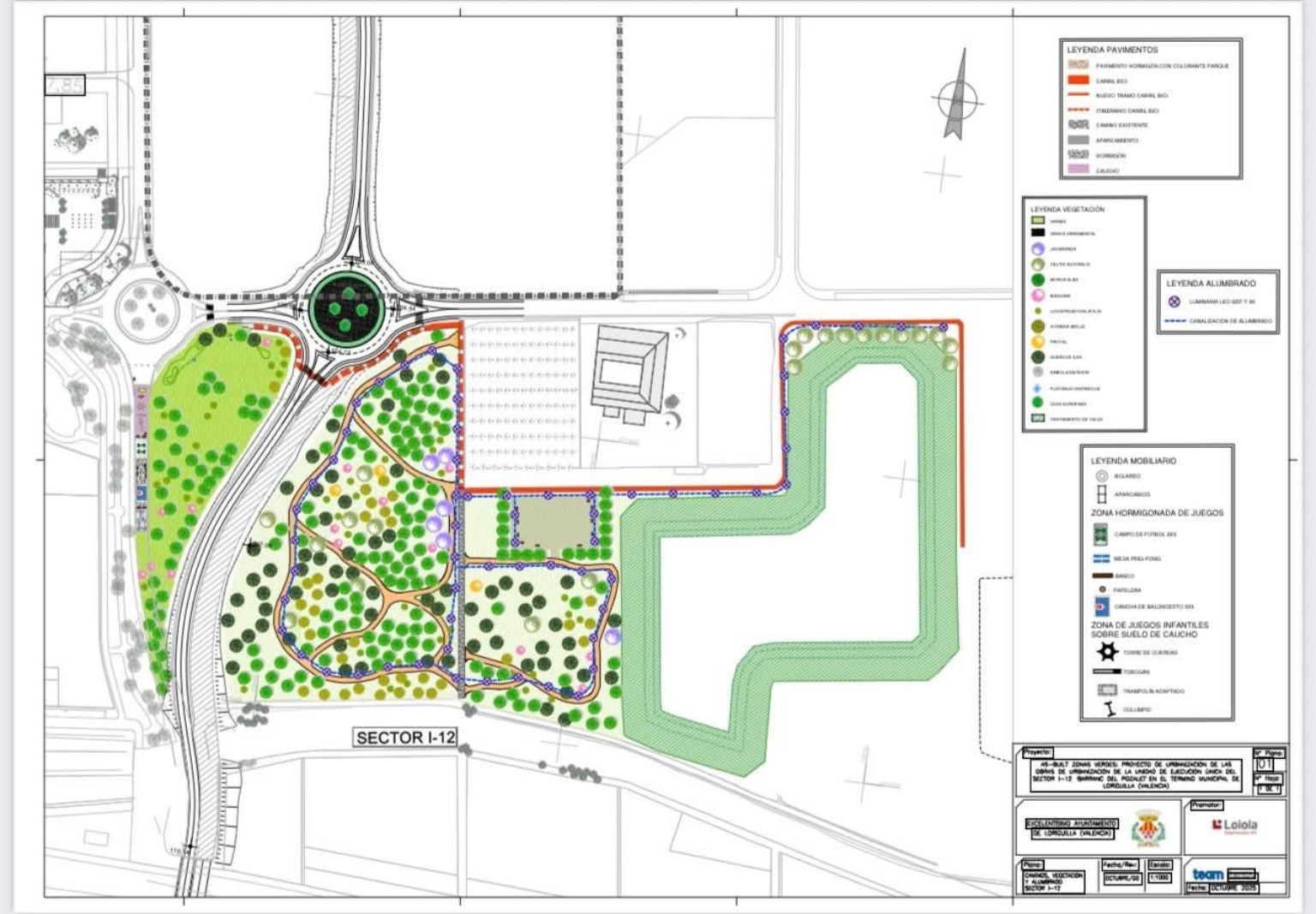 Plano del proyecto de ampliación de zonas verdes en el entorno de la CV-374 y el Sector I-12.