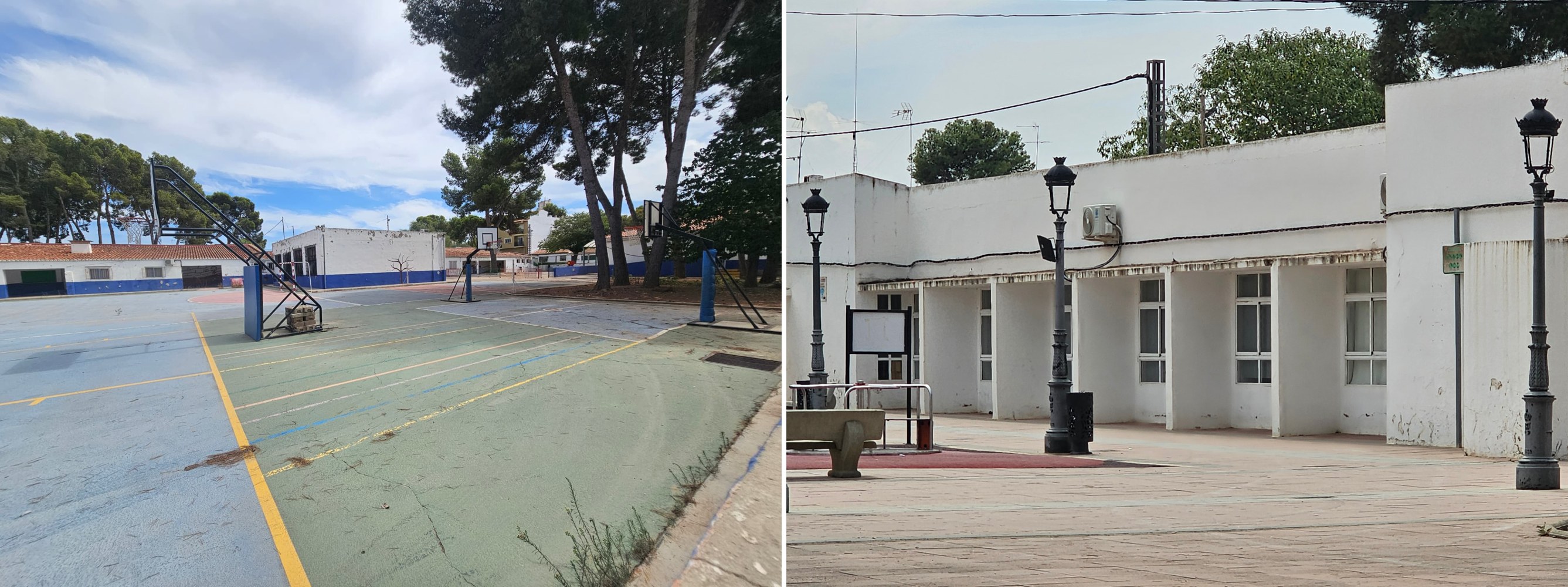 Patio y fachada del antiguo colegio, futuras dependencias del Centro de Día de Loriguilla.