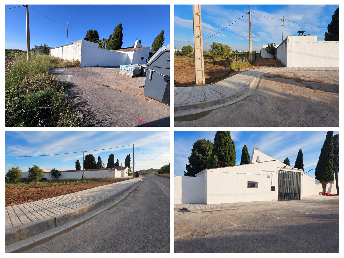 Acceso al cementerio antes y después de la ejecución de la nueva acera.